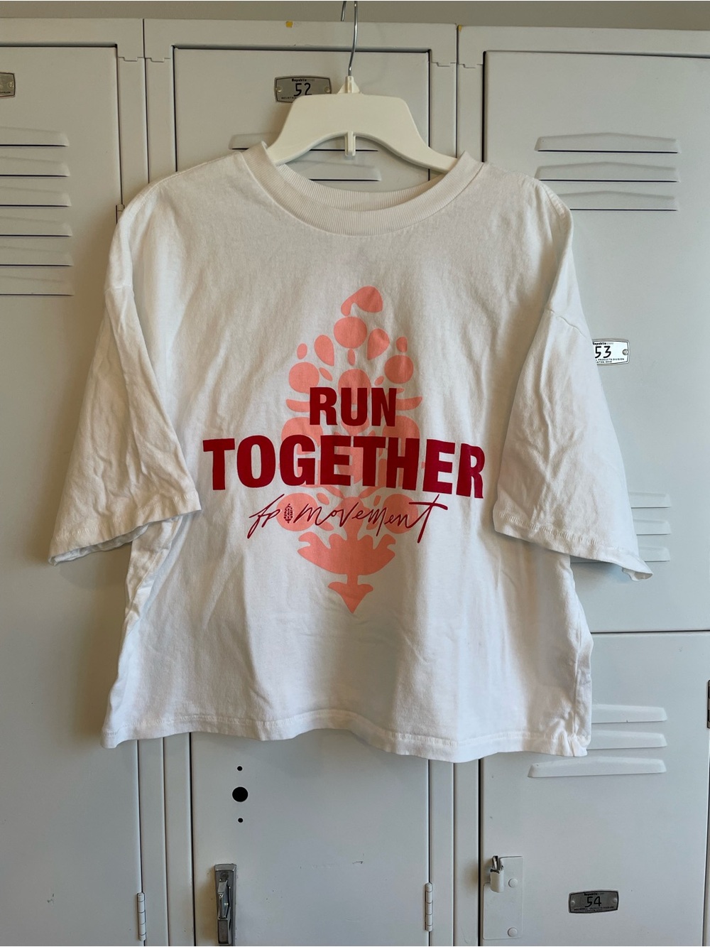 FREE PEOPLE MOVEMENT Run Together Oversized White Graphic Tee - Pink & Red